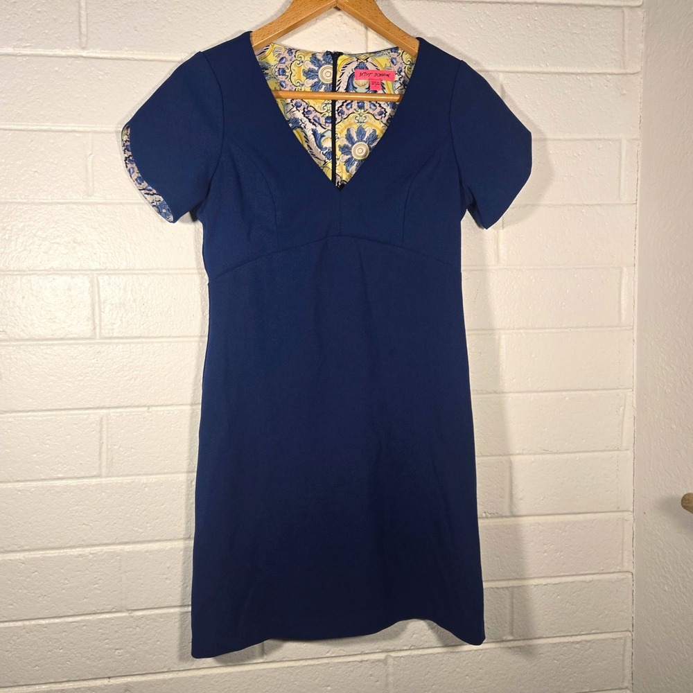 Betsey Johnson Cobalt Blue Career Dress Proffessional Classic Cap Sleeve 6 Small
